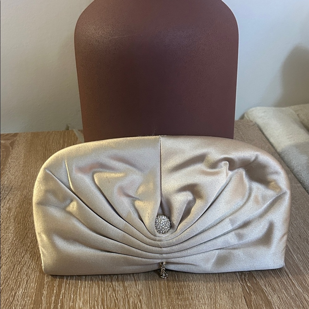 Jimmy Choo Elegant Cream Clutch with Rhinestone Accent